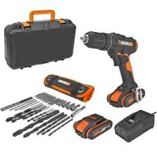 Worx WX370 20VOLT/2AH. Li-Ion Çift Akülü Profesyonel Şarjlı Darbeli Matkap + 30 Parça Aksesuar Seti