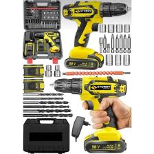 Sturdy 58 V 10 Ah Çift Metal Şanzıman Çift Akülü Darbeli Vidalama Şarjlı Matkap Tam Profesyonel