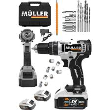 Müller Germany 58 V 8 Ah Çift Metal Şanzuman Bakır Sargılı Çift Akülü Şarjlı Matkap  Vidalama 27 Parça Set