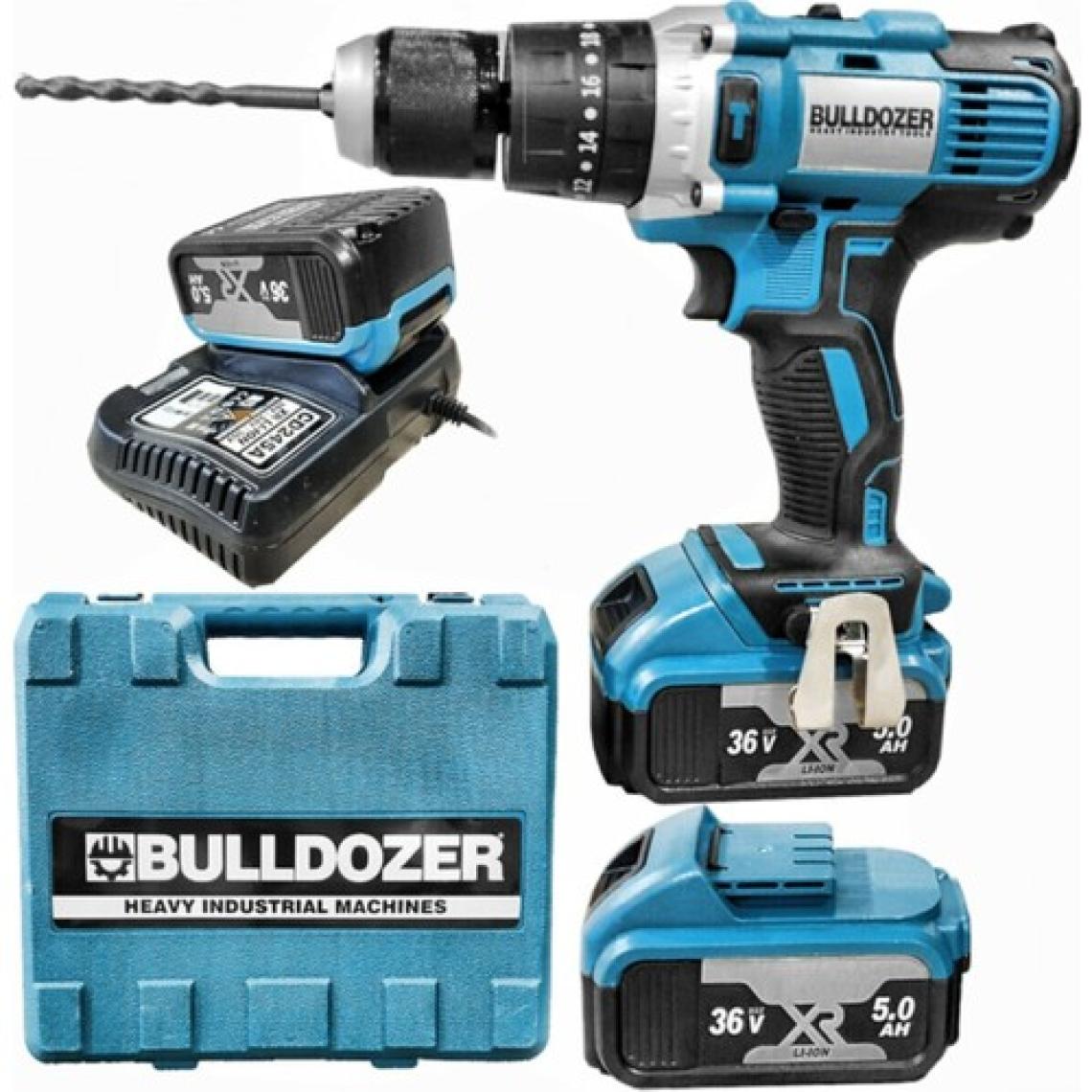 Bulldozer 36V 5AH 13MM Metal Madren Darbeli Çift Akülü Şarjlı Vidalama Matkap