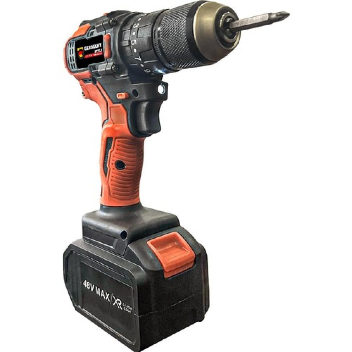 Germany Style GRM9007 48V 5 Ah Profesyonel Darbeli Yüksek Tork Kömürsüz Motor Güçlendirilmiş Çift Akülü Vidalama Matkap