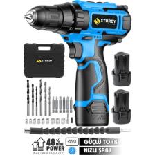 Sturdy Dark DARBELİ 58V 10 Ah Lion Çift Akülü Metal Şanzuman Akülü Vidalama Matkap 27 PARCA SETLİ