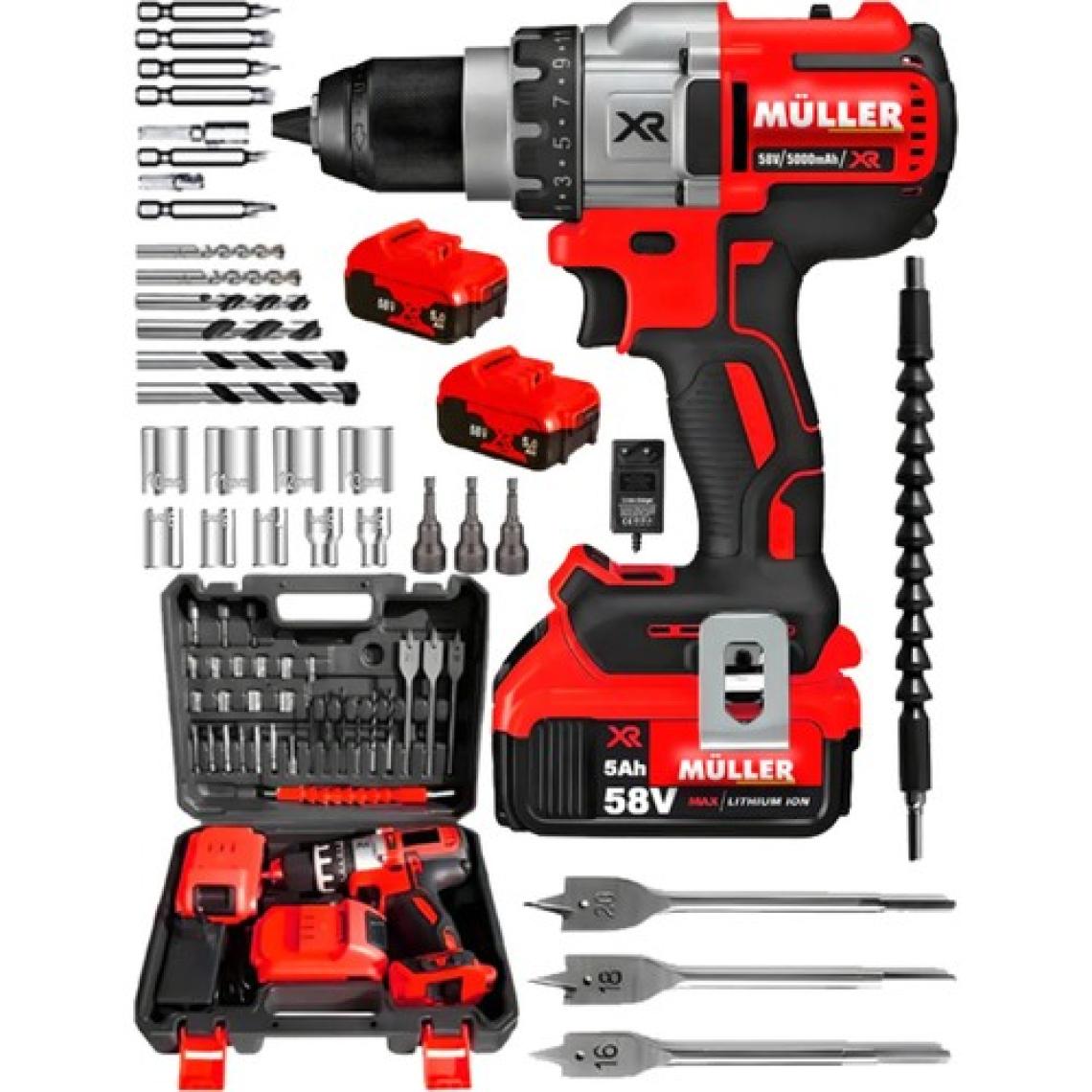 Müller Germany V-Power 5800 Darbeli  Xr Li-Ion Çift Akülü Şarjlı Vidalama Matkap