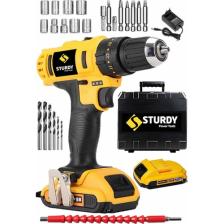 Sturdy 58V 6Ah Lıon Çift Akülü  NEW MODEL Darbeli Turbo Şarjlı Vidalama  Matkap 27 Parça Uç Setli