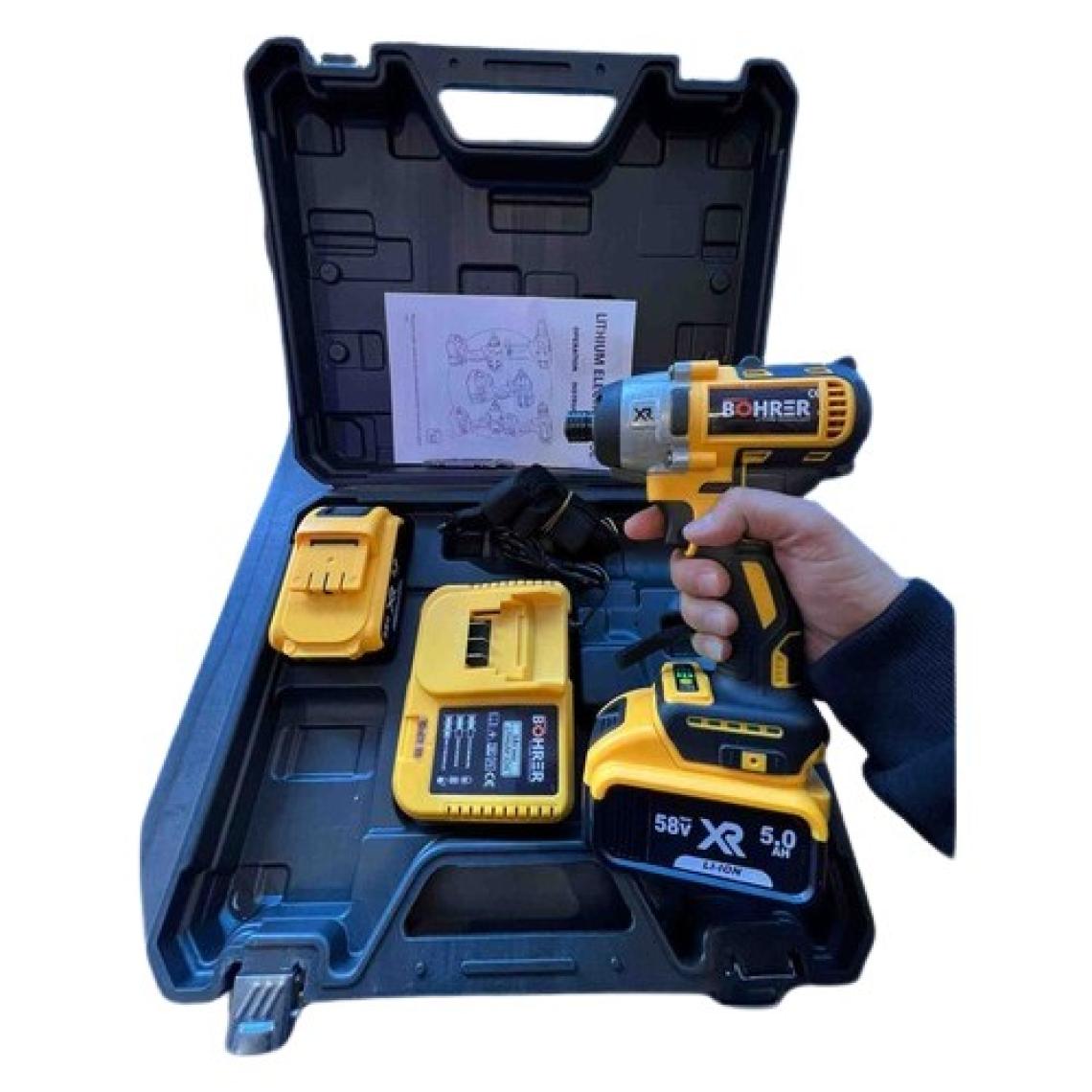 Böhrer Akülü Çift Bataryalı Profesyonel Torklu Vidalama , V58 5000MAH , Ahşap Demir Monteleme Vidalama