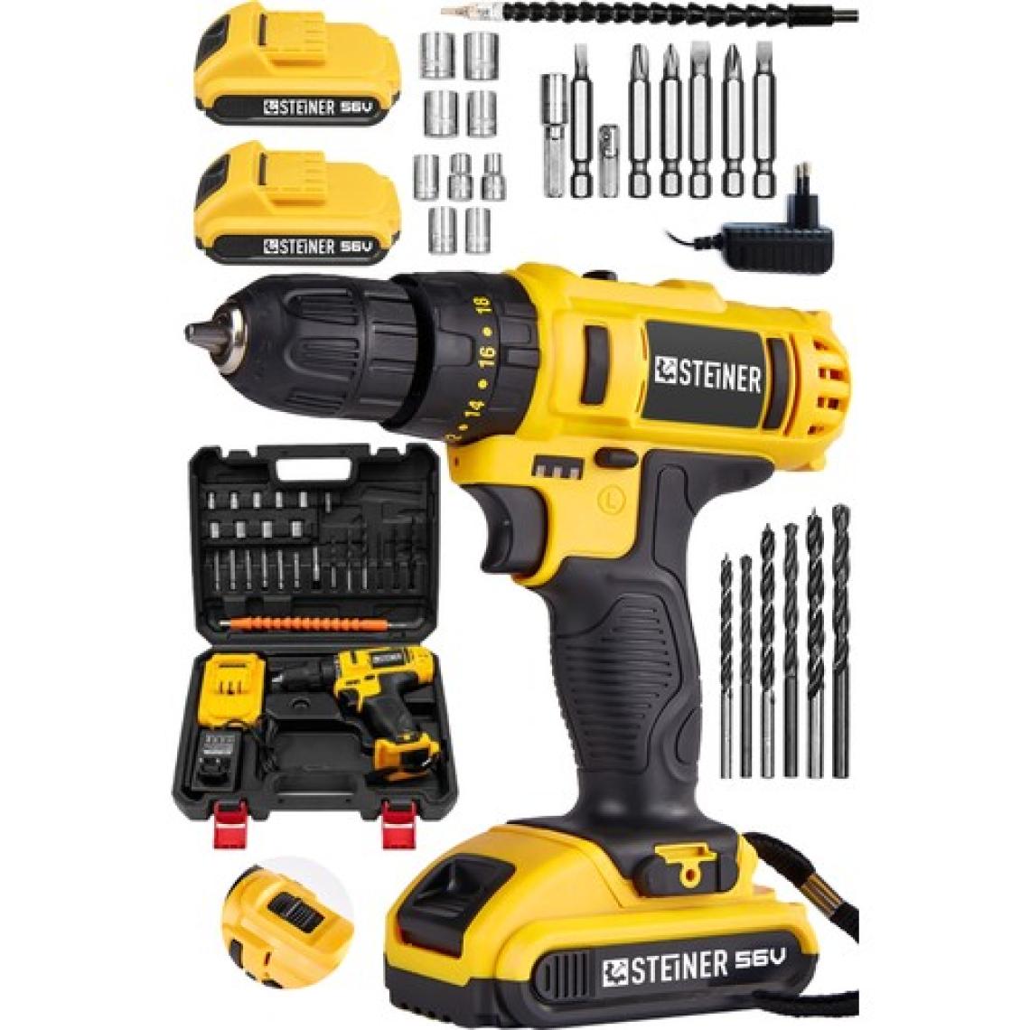 Steiner Germany Technology Darbeli 56 V 5 Ah Bakır Sargılı Çift Akülü Şarjlı Vidalama Matkap + Set