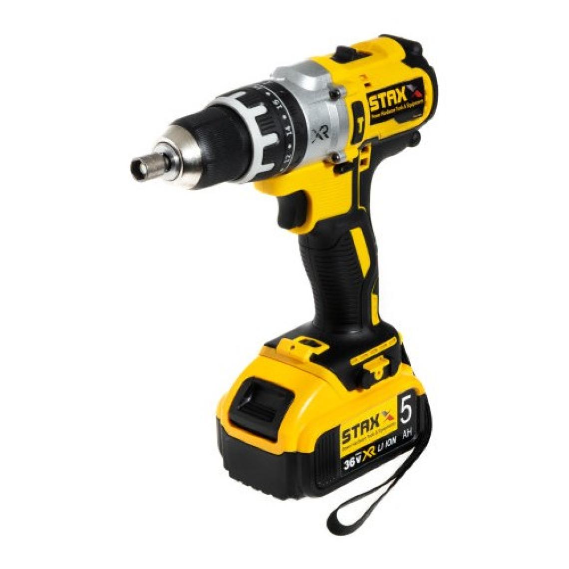 Staxx Power American Type 36V 5AH Çift Metal Şanzıman Samsung Çift Akülü Darbeli Şarjlı Matkap Vidalama + 30 Parça Set