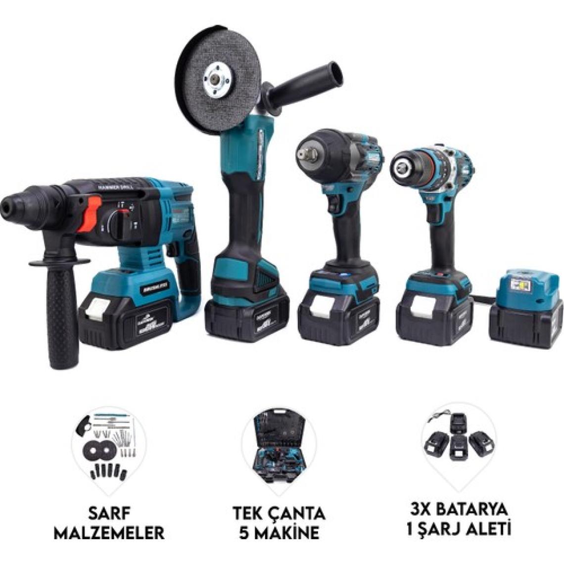 Dawreek  Beşli Set MK800 (Power Bank LED 13MM Ç.mandren+S.sıkma+Ş.spral+Ş.hilti)