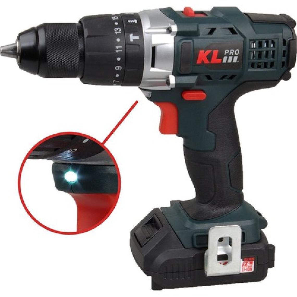 KL Pro  Kldm1820 18Volt/2.0Ah Li-İon Çift Akülü Profesyonel Darbeli Matkap