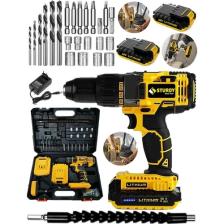 Sturdy 58V 6AH Metal Sanzumanlı EXPRESS SERİ Setli Darbeli Li-ion Çift Akülü Matkap 27 Parca Setli