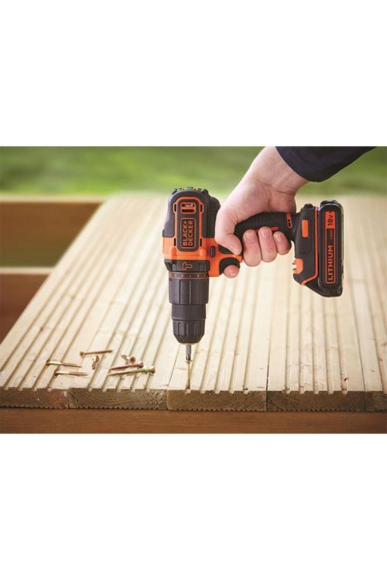 Black & Decker BDCHD18BAFC-QW 18V 1.5Ah Li-Ion Darbeli Vidalama/Matkap,Çift Akü, Çanta, 80 Parça Aks. Seti