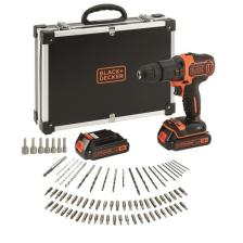 Black & Decker BDCHD18BAFC-QW 18V 1.5Ah Li-Ion Darbeli Vidalama/Matkap,Çift Akü, Çanta, 80 Parça Aks. Seti