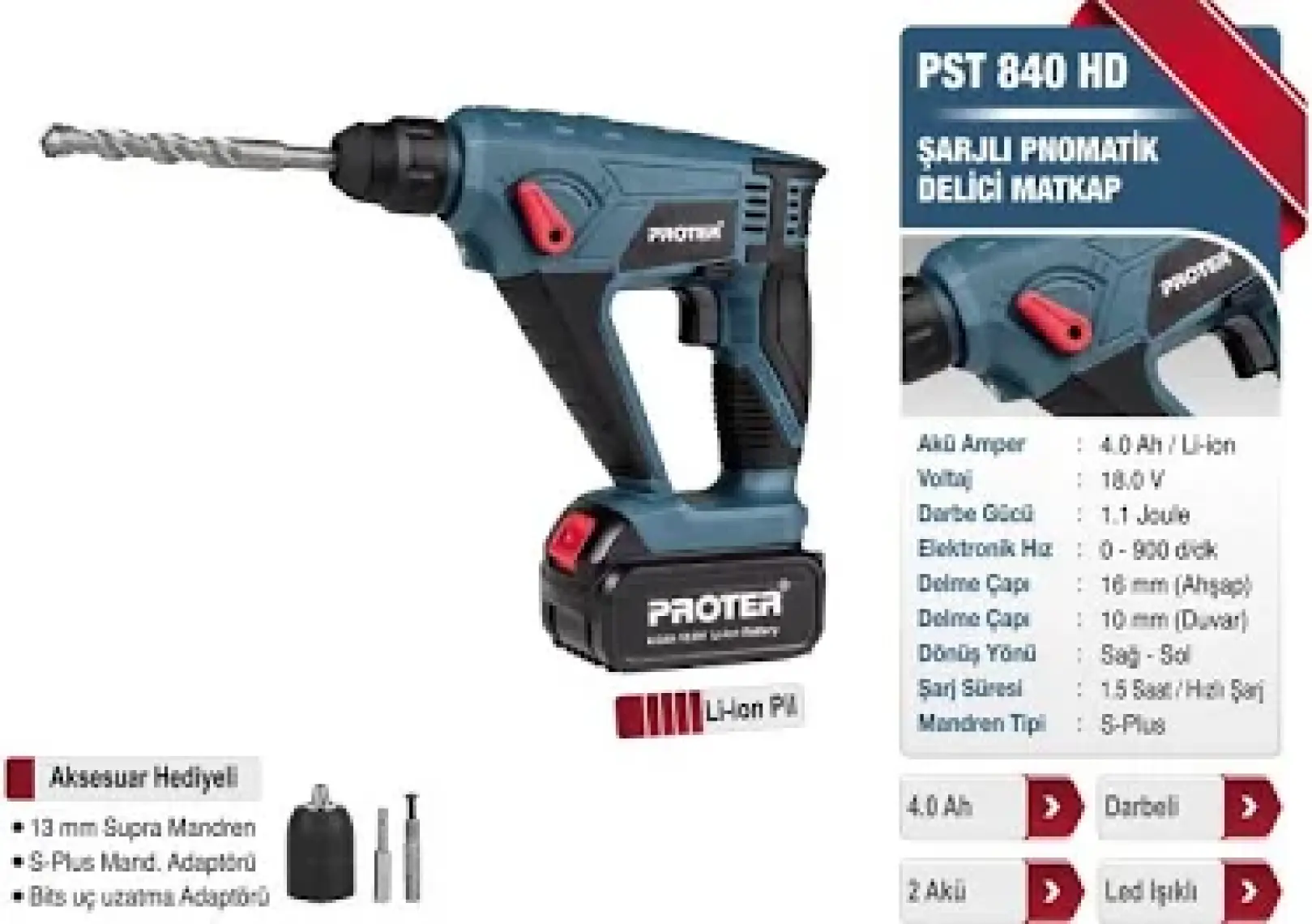 Proter Pst 840 Hd Pnomatik Delici Matkap