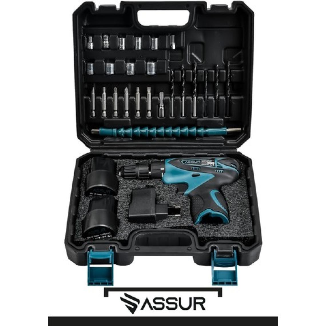 Assur 12V 1.5Ah Çift Akülü Vidalama Şarjlı Matkap 24 Parça