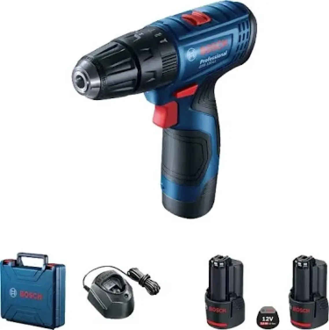 Bosch Professional GSB 120 LI 2 AH Çift Akülü Darbeli Delme Vidalama + Aksesuar Seti