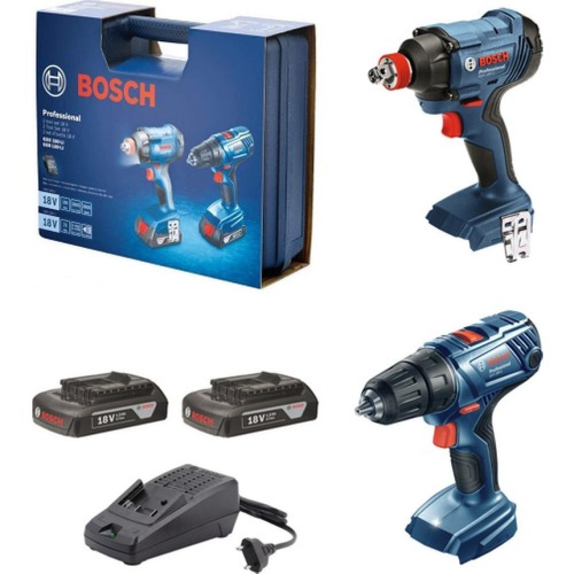 Bosch GSR 180-LI Matkap + GDX 180-LI Somun Sıkma Makinesi + 2x2 Ah Akülü Set