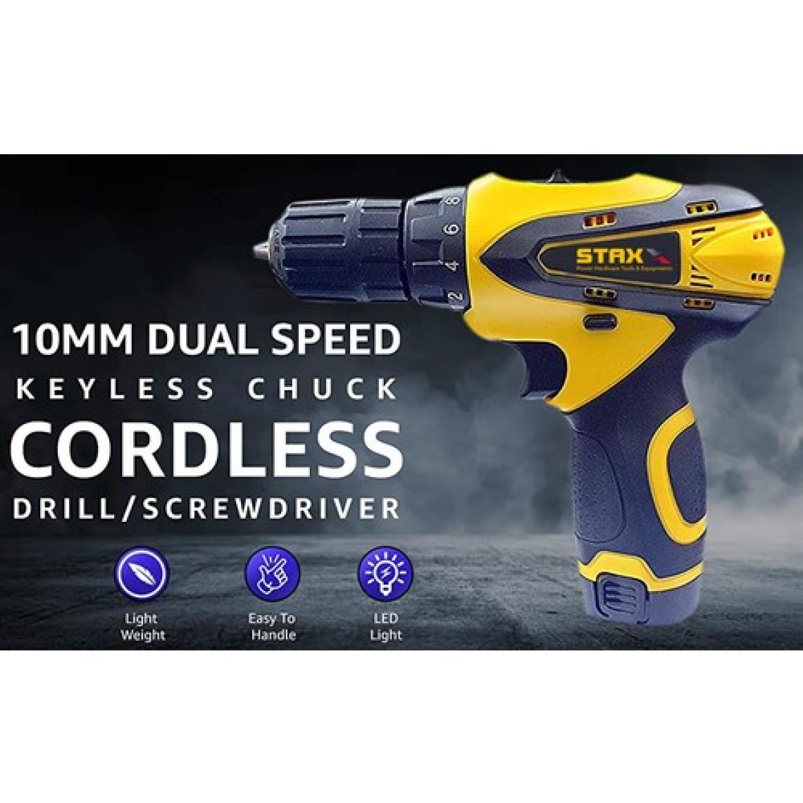 Staxx Power Multi Speed BL1244M 12V Çift Akülü  Şarjlı Vidalama Matkap Seti + 5 Ad Titanyum Uç Hediyeli