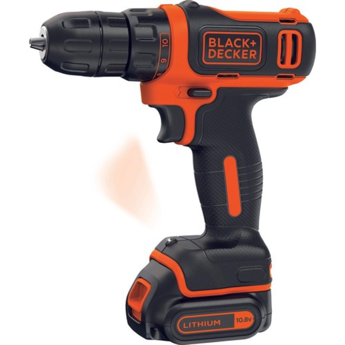 Black+Decker BDCDD12BAFC-QW 10.8V 1.5Ah Li-Ion Şarjlı Matkap Vidalama,Taşıma Çantası,100 Parça Aks. Seti
