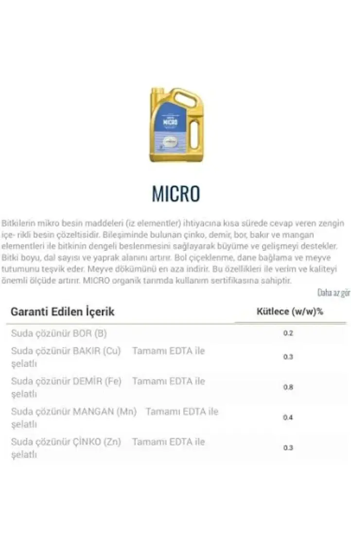 Gübretaş Micro Sıvı Yaprak Gübresi 1 lt