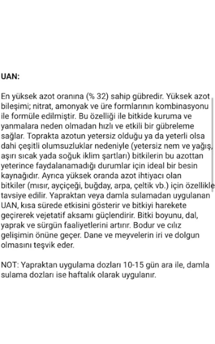Gübretaş UAN32 Yüksek Azotlu Sıvı Gübre 20 Litre