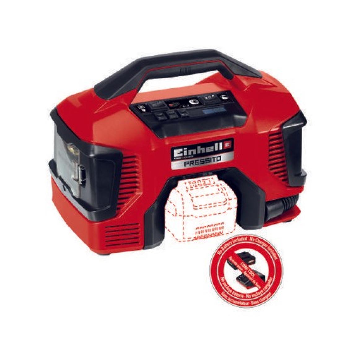 Einhell PRESSITO Power X-Change Hibrit Kompresör (18 V, Maks. 11 Bar, 31 cm Hortum Uzunluğu, 3-parçalı  Adaptör Seti, Akü dahil değildir) - 4020460