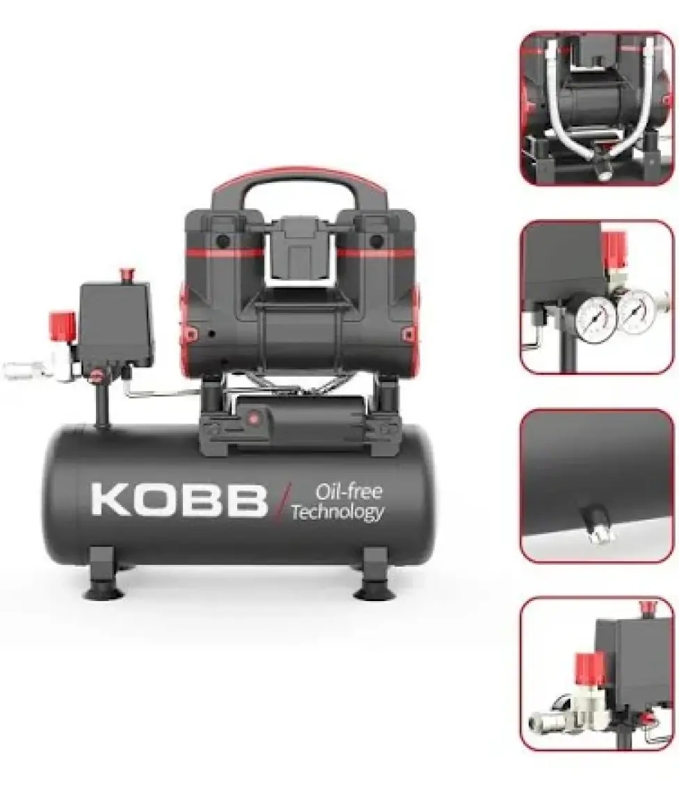 Kobb KBK8S 1.2 Hp 8 Lt 8 Bar Yağsız Sessiz Taşınabilir Hava Kompresörü