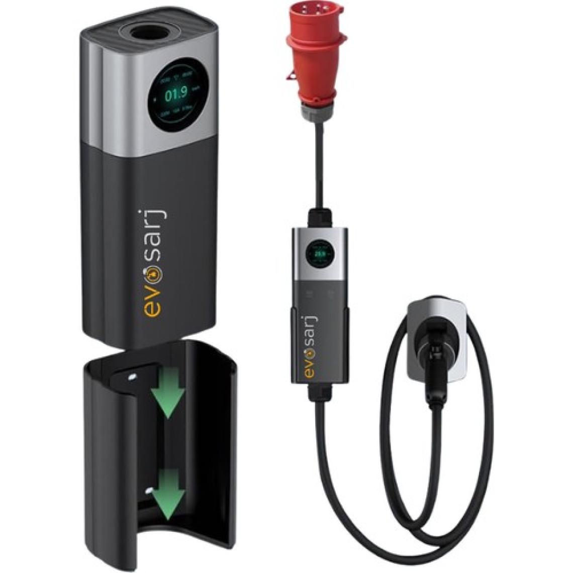 Evoşarj EvoMobil Elektrikli Araç Mobil Taşınabilir Şarj Istasyonu Mobil Uygulama, Ekran, Akım ve Zaman Ayarlı,  22-11-7-3 KW