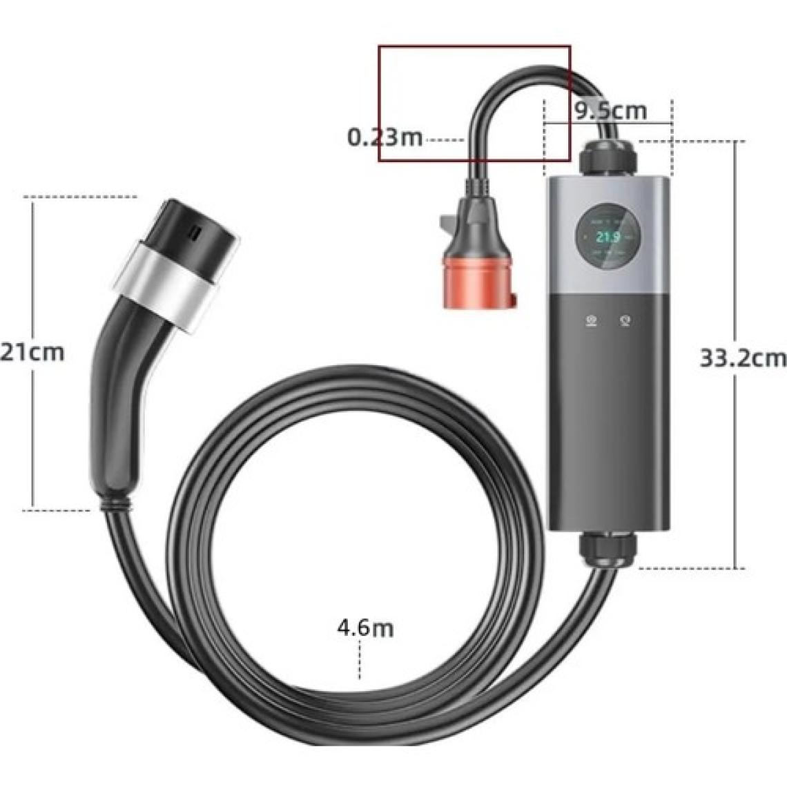 Evoşarj EvoMobil Elektrikli Araç Mobil Taşınabilir Şarj Istasyonu Mobil Uygulama, Ekran, Akım ve Zaman Ayarlı,  22-11-7-3 KW