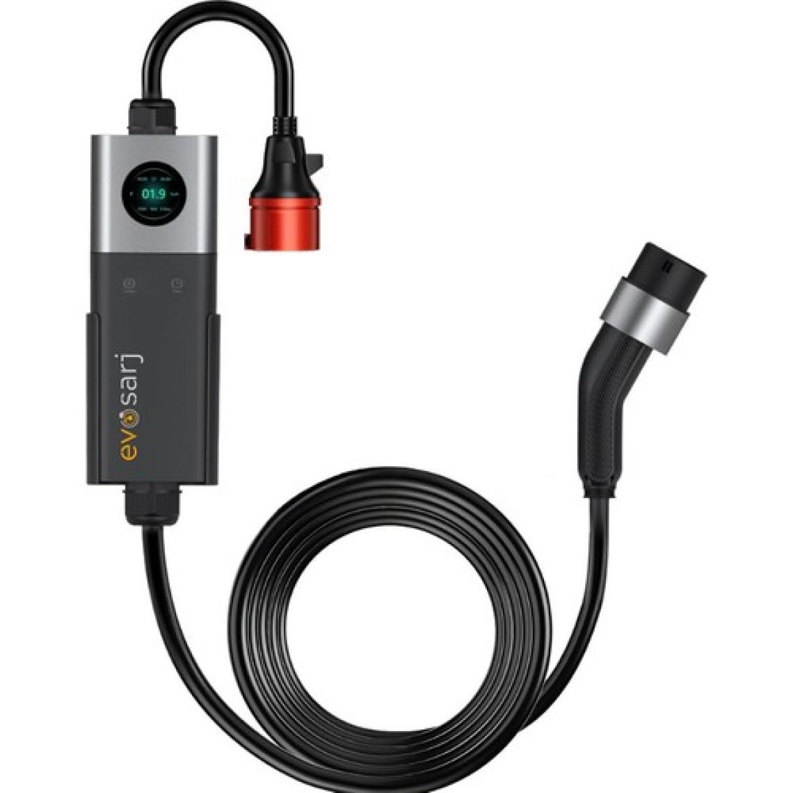 Evoşarj EvoMobil Elektrikli Araç Mobil Taşınabilir Şarj Istasyonu Mobil Uygulama, Ekran, Akım ve Zaman Ayarlı,  22-11-7-3 KW