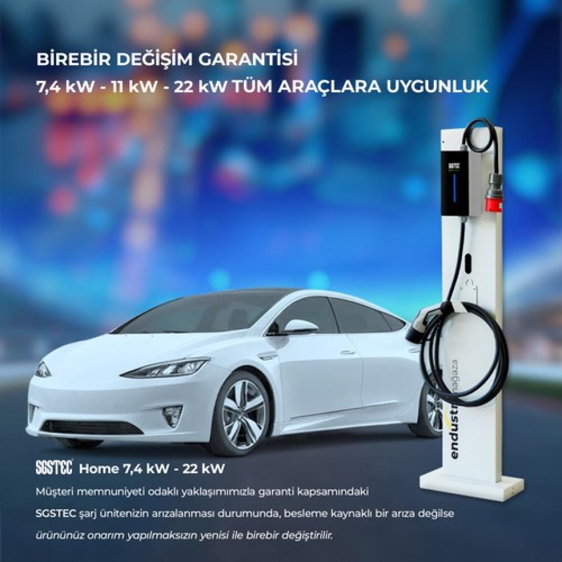 SGSTEC Home 22kW 5Metre Kablolu Taşınabilir Elektrikli Araç Şarj Cihazı