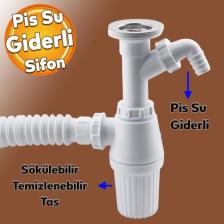 Badem10 Pis Su Giderli Sökülebilir Tas'lı Çift Gider Sifon Körüklü Temizlenebilir Mutfak Banyo Lavabo Boru