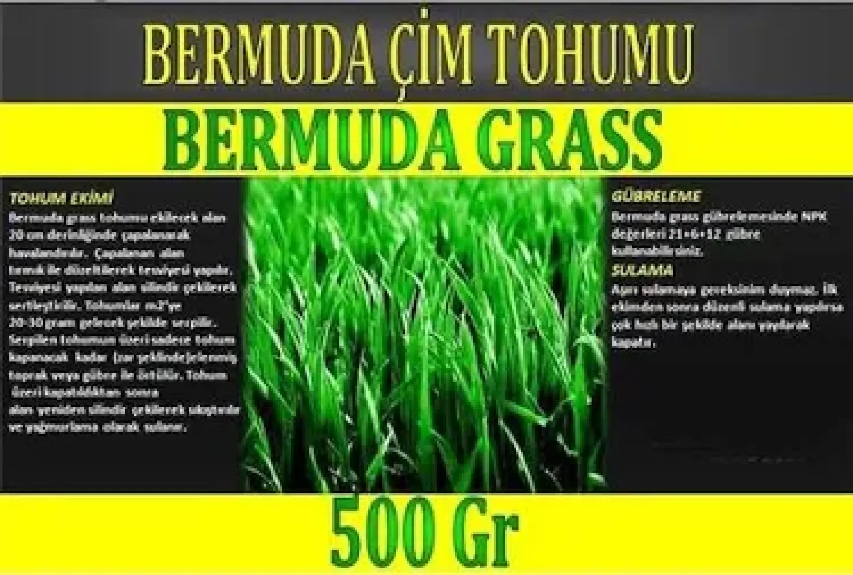 Tarım Evim Bermuda Çimi Tohumu (Kurak ve Susuz Alanlara Özel)