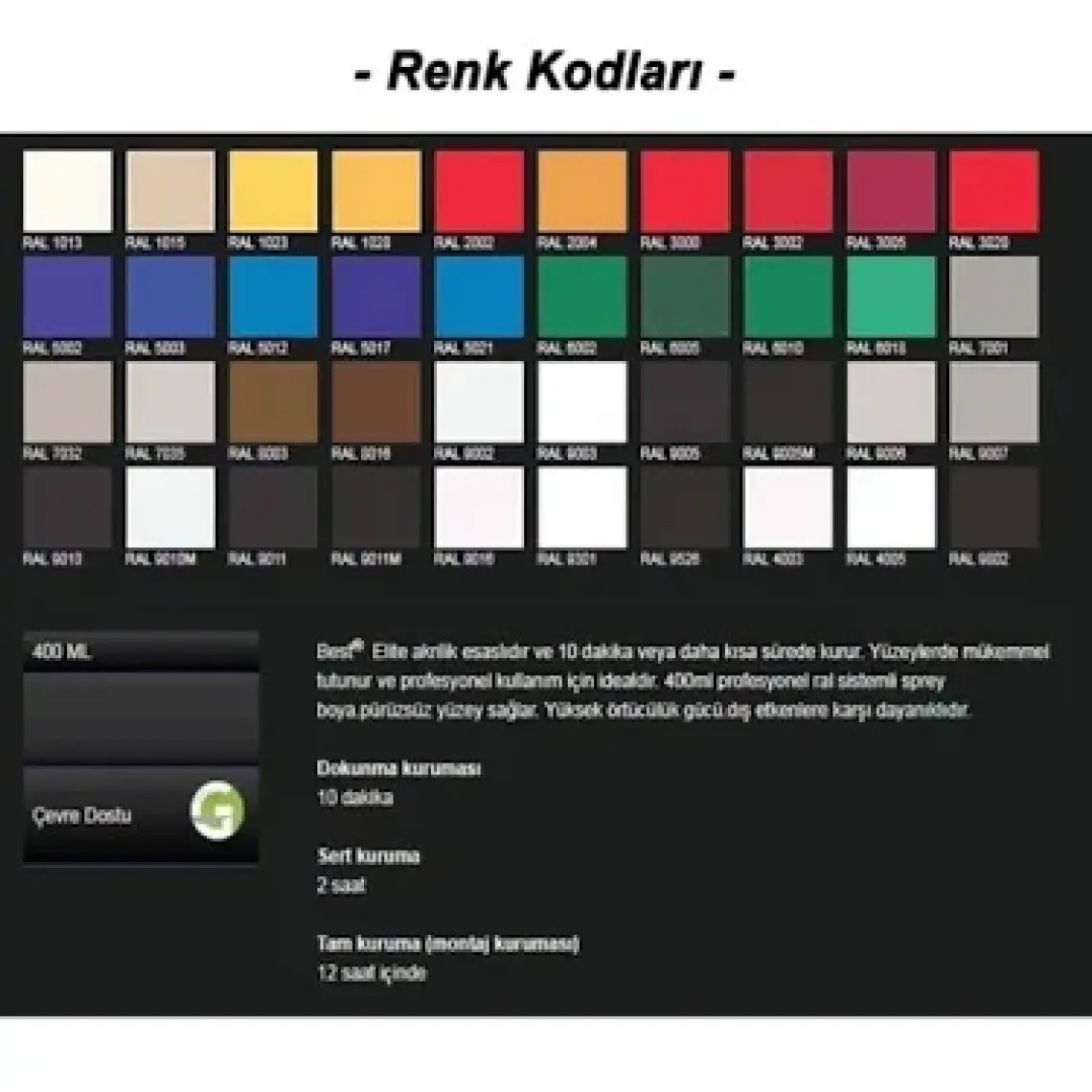 Best Elite 9320 Kırmızı Sprey Boya 400 ml Tekli