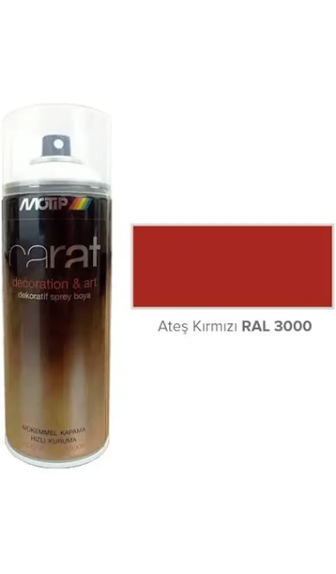 Motip Carat RAL3000 Ateş Kırmızı Parlak Sprey Boya 400 ml