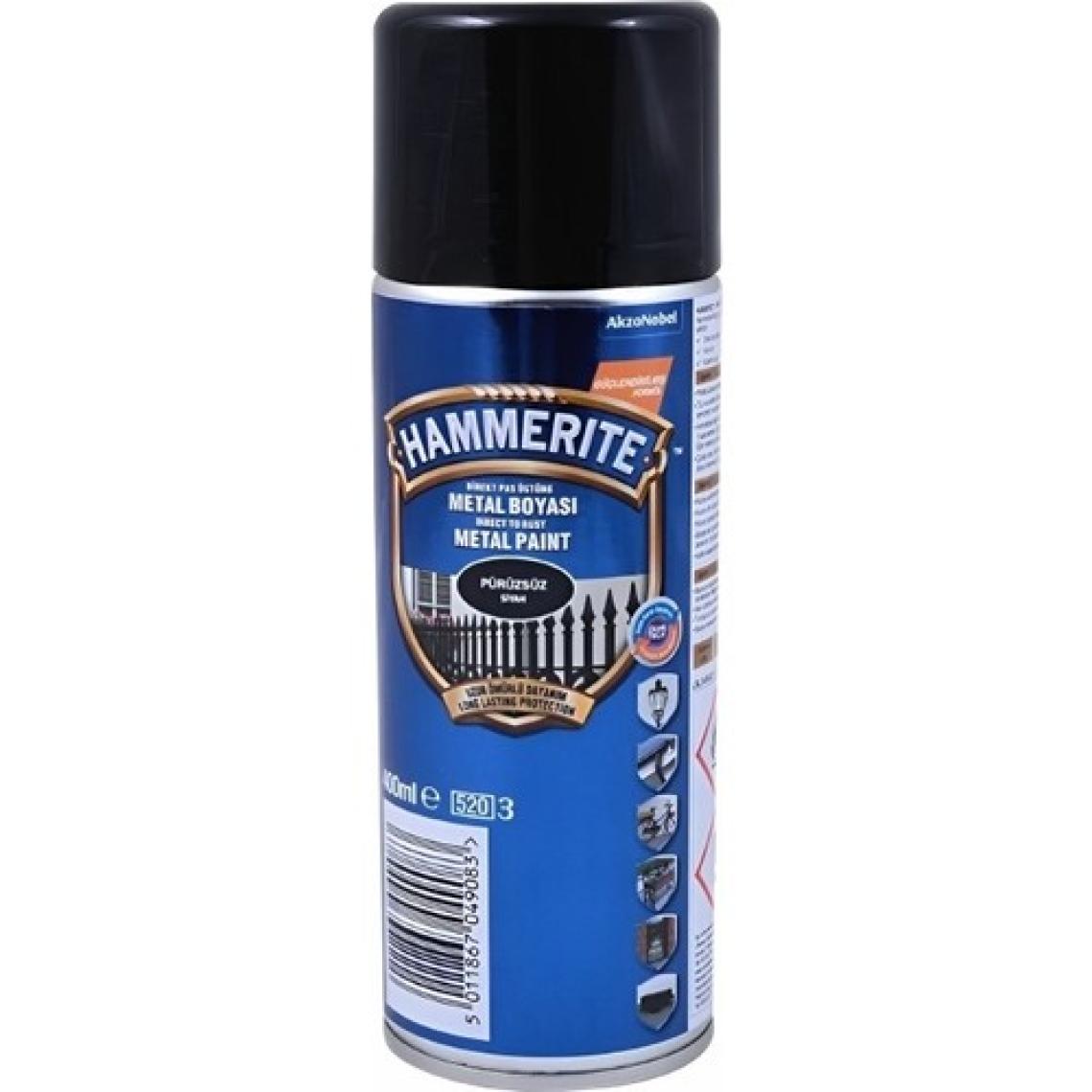 Marshall Hammerite Direkt Pas Üstü Pürüzsüz Metal Sprey Boyası Siyah 400 ML