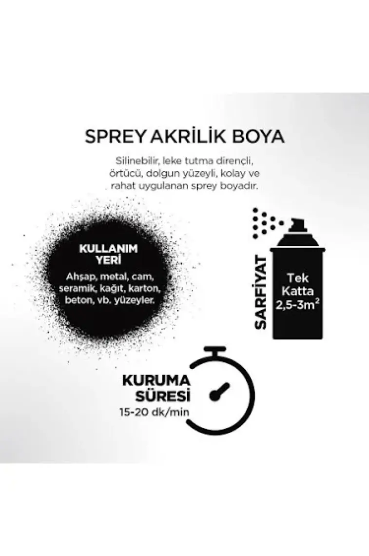 Akçalı Sprey Boya 400 ml 326 Parlak Siyah