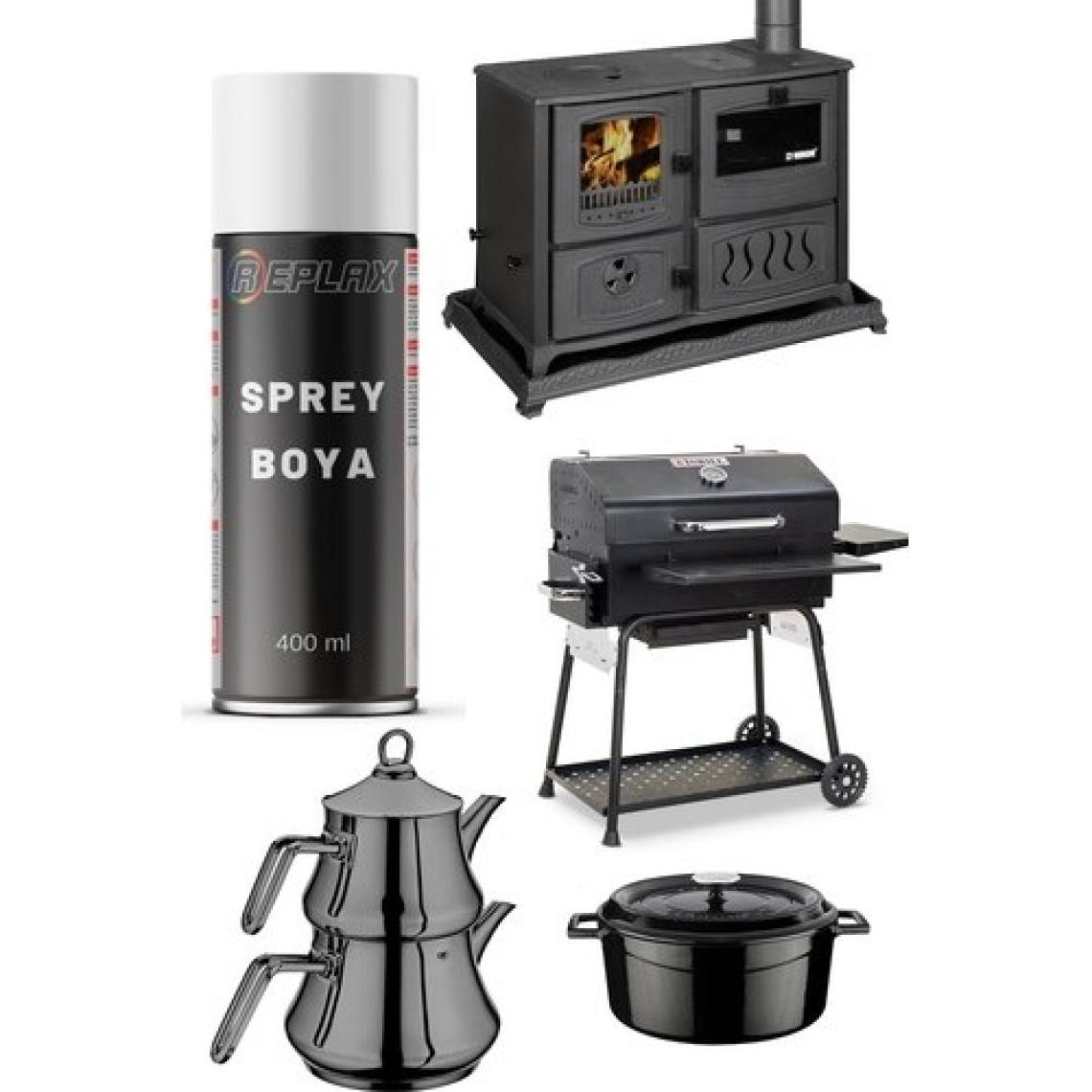 Replax Siyah Soba Mangal Isıya Dayanaklı 600° Sprey Boyası 400 Ml.