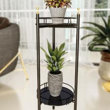 Bino Saksılık Organizer Bahçe Balkon Standı Çiçeklik Dekoratif Lüks Metal 2 Katlı Servis Sunum Tepsi