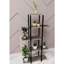 Güzelkan Madeni Eşya Dekoratif 5 Raflı Metal Çiçeklik Saksı Standı Saksılık Füme 1350