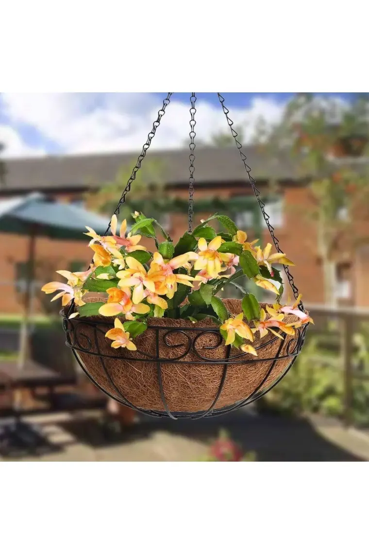 Bahçem Coco Askılı Çiçeklik Doğal Hindistan Cevizi Lifi Dekoratif 1 Adet Balkon Bahçe Saksısı 32 x 31 x 50 cm