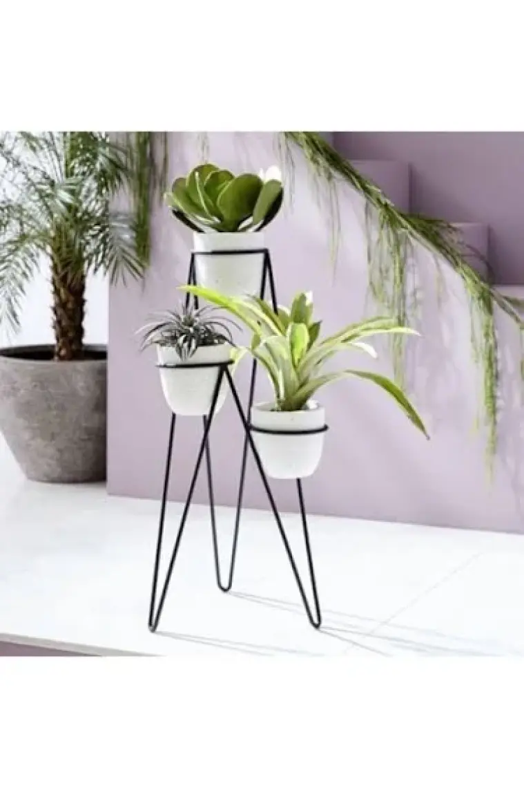 Wess Dizayn Metal Saksı Standı Iskandinav 3 Katlı Ayaklı Çiçeklik WD249
