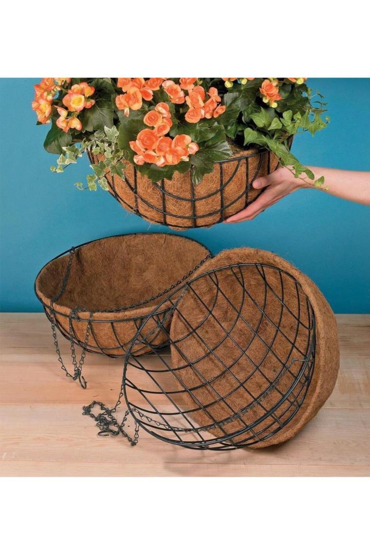 Nettenevime Sarkaç Çiçek Sepeti 3lü Coco Elyaf Makreme Saksı 20-25-30CM