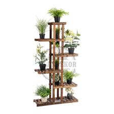 Alan Dekor Eskitme Ceviz Rengi Ahşap Dekoratif Çiçeklik Saksılık Balkon Bahçe Standı