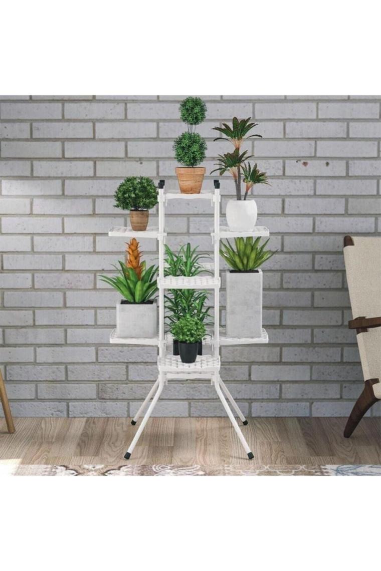 Full Reyon 10'lu Çiçeklik Çiçek Bahçesi Saksı Standı Dekoratif Saksılık