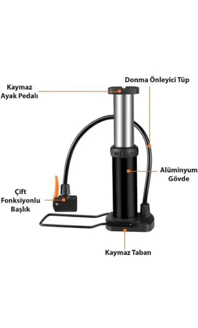 Techmaster Manuel Ayaklı Pompa Bisiklet Top Havuz Şişirme Pompası Siyah +2uç