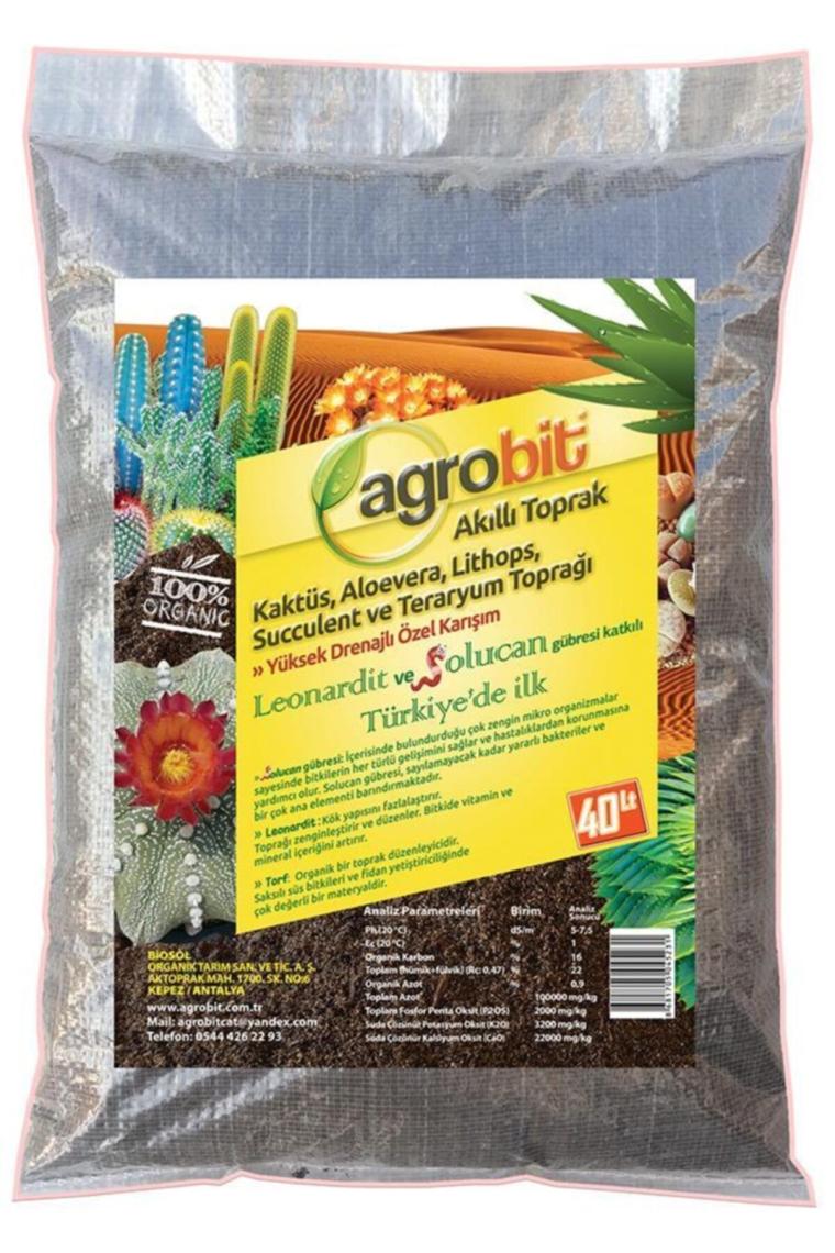 Agrobit Kaktüs Aloevera Lithops Succulent Toprağı 40 Lt Gübreli Karışım