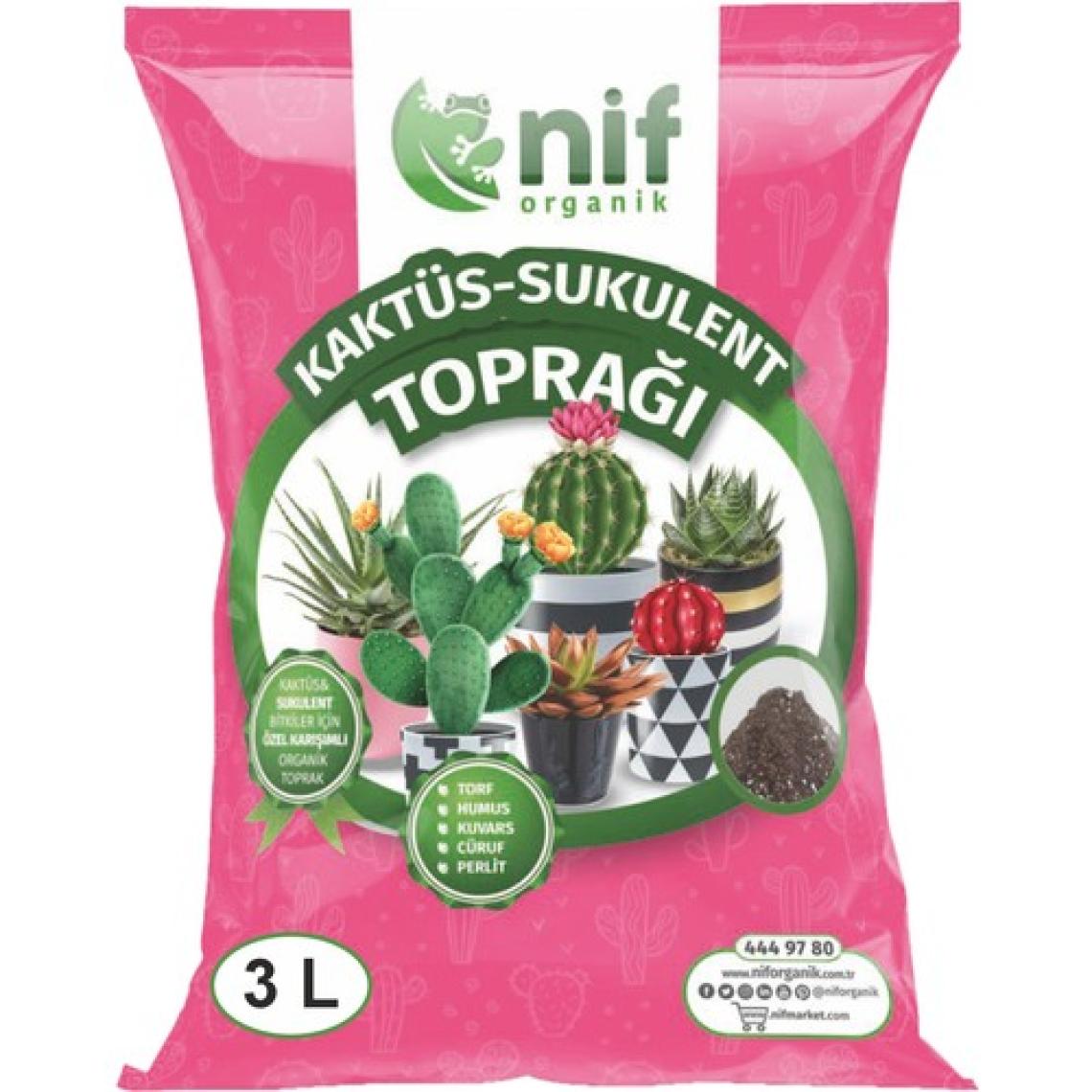 Nif Organik Kaktüs Sukulent Toprağı Özel Karışımlı Organik Toprak 3 L