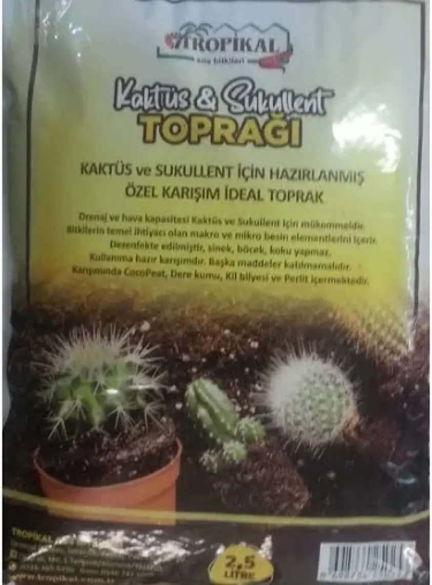 Tropikal Kaktüs Sukulent Toprağı 2,5 Lt (Organik ve Doğal)