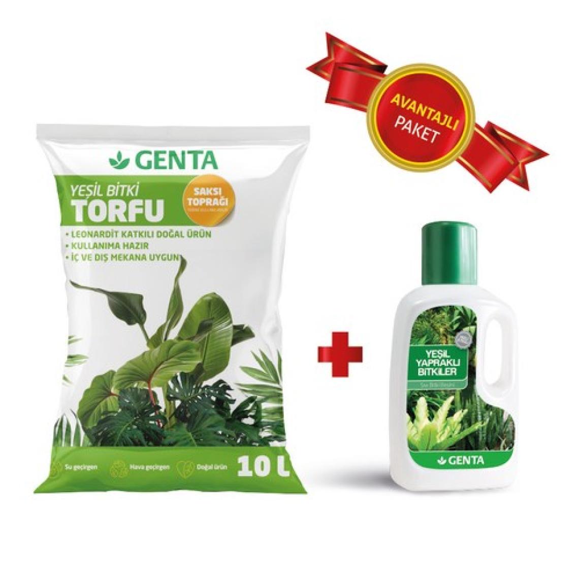 Genta Yeşil Yapraklı Bitki Bakım Seti - Yeşil Bitki Toprağı - Yeşil Bitki Besini