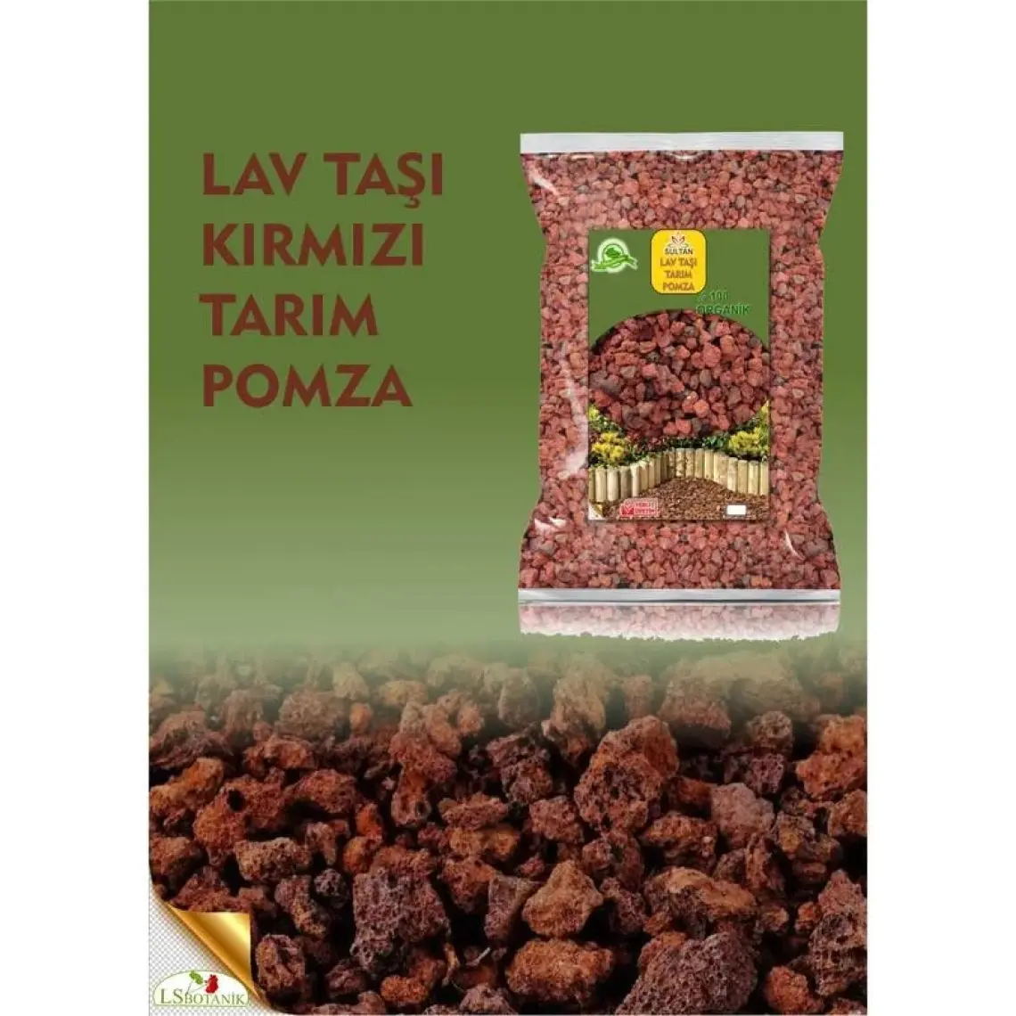 LS BOTANİK Kırmızı Pomza Taşı 3-8 Mm 3,5 Litre